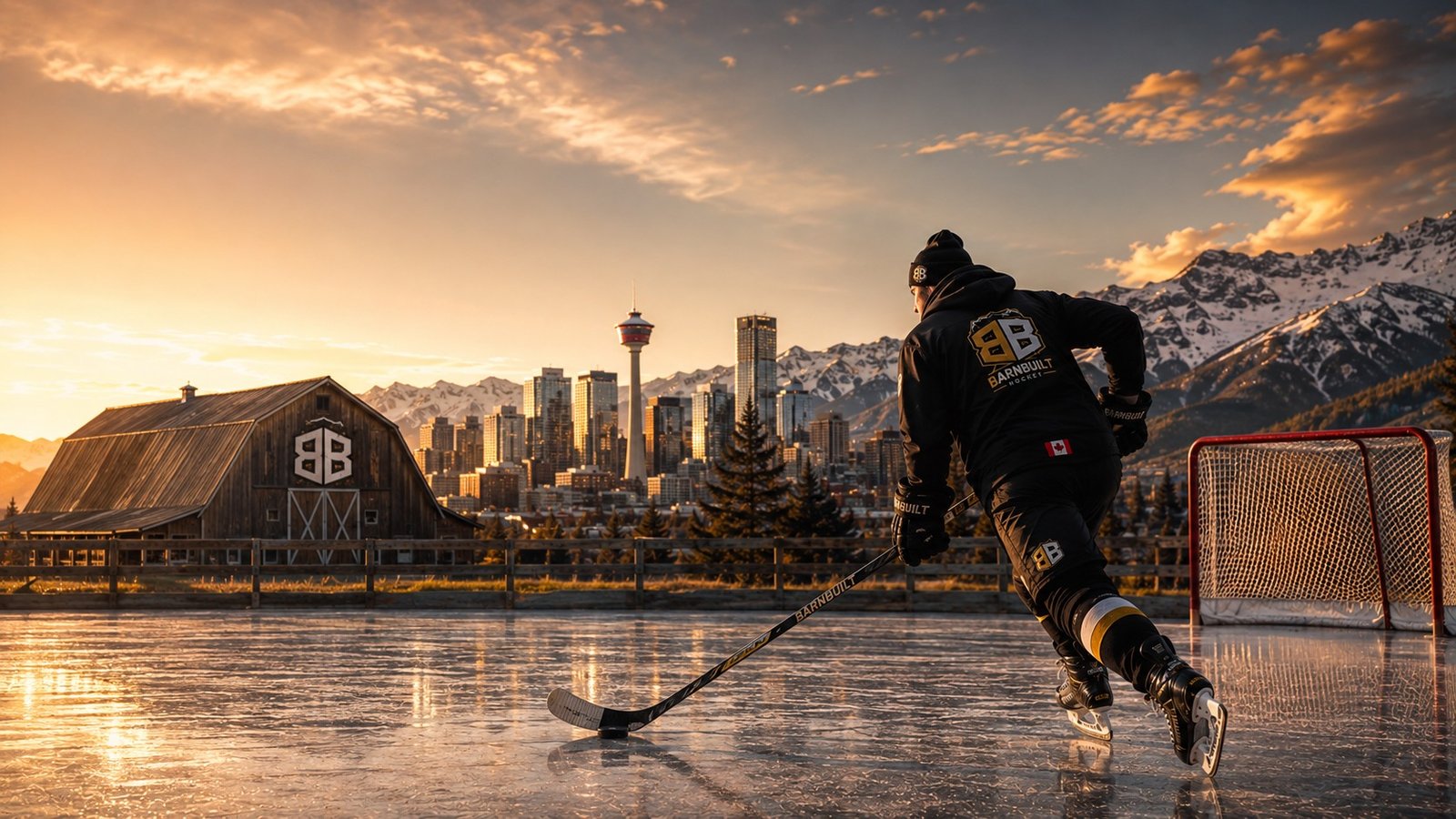 Barn and hockey environment in Alberta